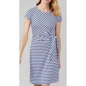 J. McLaughlin Bangle Stripe Elora Side Tie Catalina Cloth Blue White Dress Large